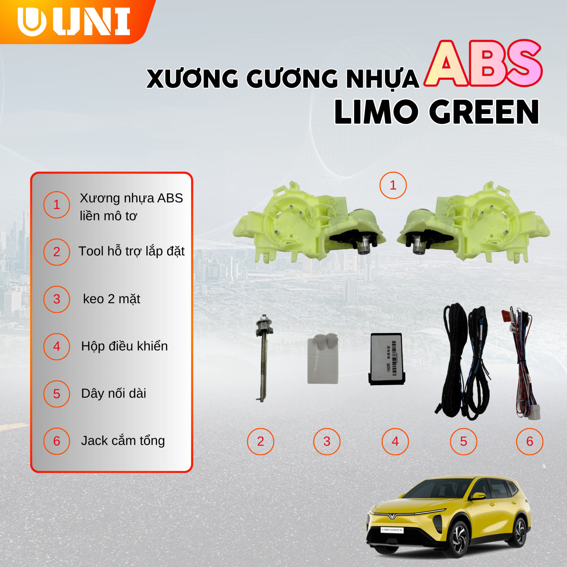 Gương Gập Điện Tự Động UNI Cho Xe Vinfast Limo Green